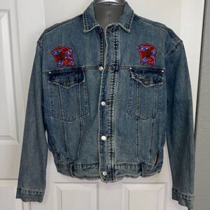 Vintage 1980s Harley Davidson Denim Jean Jacket XL Softail patches trucker embrd